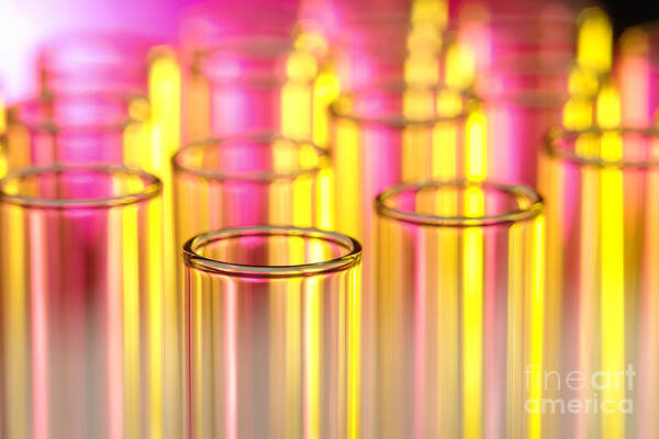 Test Poster featuring the photograph Test Tubes in Science Lab #1 by Olivier Le Queinec