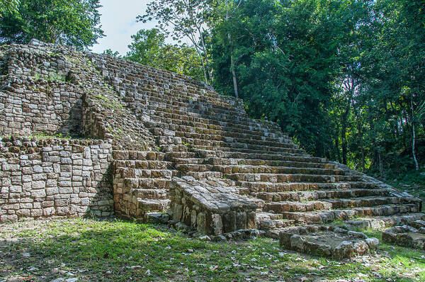 Mexico Quintana Roo Poster featuring the digital art Tombs at Oxtankah #1 by Carol Ailles