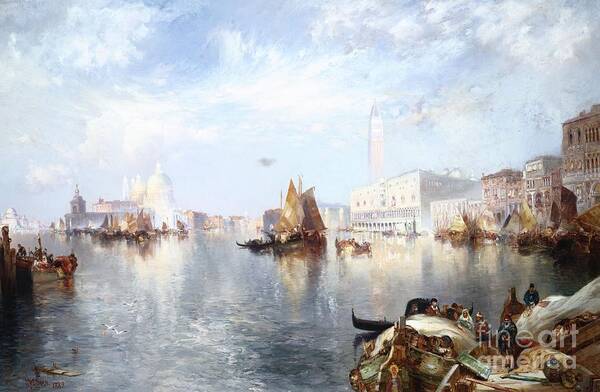 Thomas Moran Poster featuring the painting Venetian Grand Canal by Thomas Moran