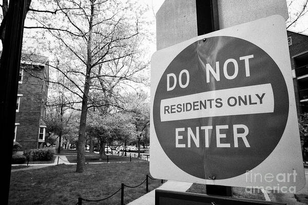 Warning Poster featuring the photograph warning no entry sign do not enter residents only housing complex Boston USA #1 by Joe Fox