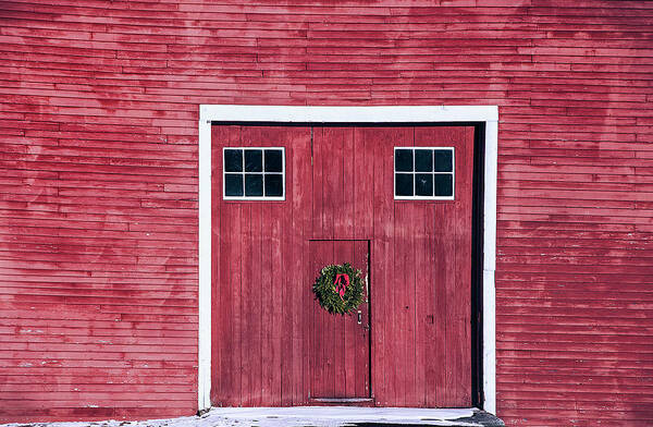 Barn Poster featuring the photograph Wreath On Barn Door Univ Of Connecticut by Phil Cardamone