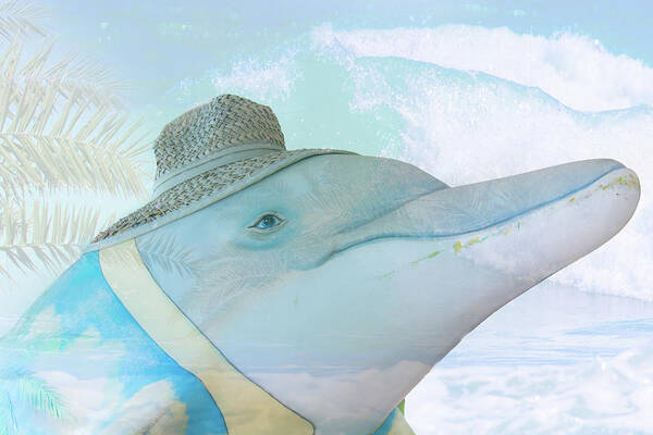 Dolphin Poster featuring the mixed media 10732 Flipper by Pamela Williams