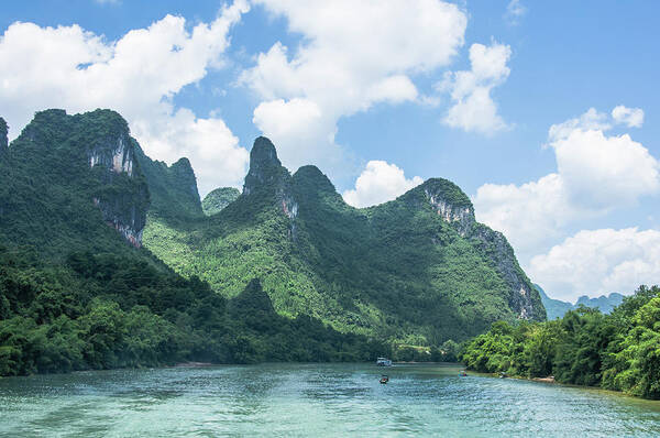 River Poster featuring the photograph Lijiang River and karst mountains scenery #17 by Carl Ning