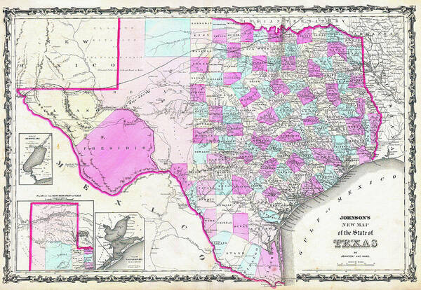 1862 Poster featuring the digital art 1862 Map of Texas by Bill Cannon