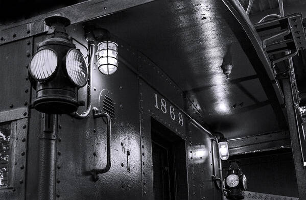 Arrested Decay Poster featuring the photograph 1869 Caboose bw by Denise Dube