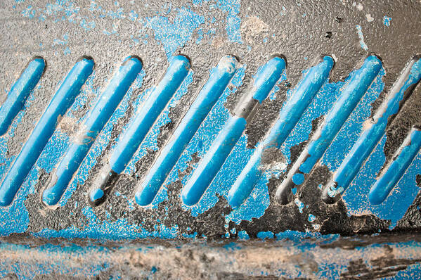 Abstract Poster featuring the photograph Blue metal #19 by Tom Gowanlock