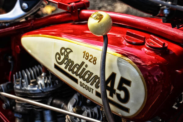 1928 Poster featuring the photograph 1928 Indian Scout Gas Tank by Mike Martin