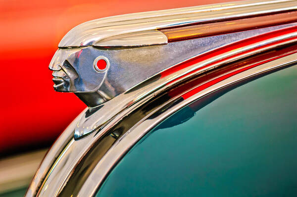 1948 Pontiac Streamliner Poster featuring the photograph 1948 Pontiac Chief Hood Ornament by Jill Reger