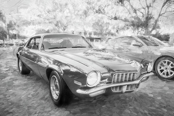 1971 Chevrolet Camaro Poster featuring the photograph 1971 Chevrolet Camaro BW c129 by Rich Franco