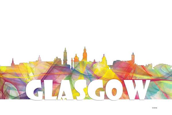 Glasgow Scotland Skyline Poster featuring the digital art Glasgow Scotland Skyline #2 by Marlene Watson