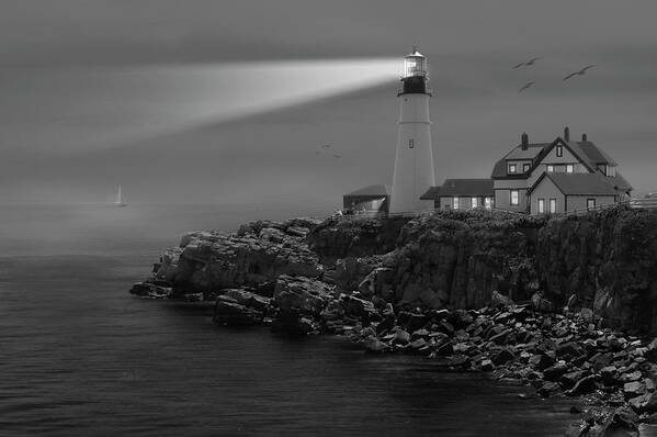 Portland Lighthouse Poster featuring the photograph Portland Head Lighthouse #3 by Mike McGlothlen