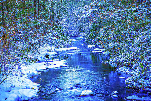 Countries Poster featuring the photograph Snow And Ice Covered Mountain Stream #2 by Alex Grichenko