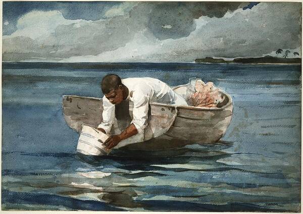 Winslow Homer Poster featuring the painting The Water Fan #2 by Winslow Homer
