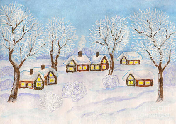 Visual Poster featuring the painting Winter landscape, painting #3 by Irina Afonskaya