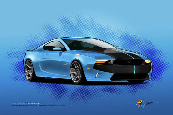 Cars Poster featuring the digital art 2014 Mustang by Doug Schramm