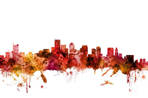 Boston Poster featuring the digital art Boston Massachusetts Skyline #24 by Michael Tompsett