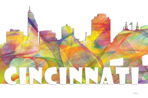 Cincinnati Ohio Skyline Poster featuring the digital art Cincinnati Ohio Skyline #3 by Marlene Watson