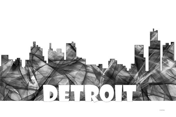 Detroit Michigan Skyline Poster featuring the digital art Detroit Michigan Skyline #3 by Marlene Watson