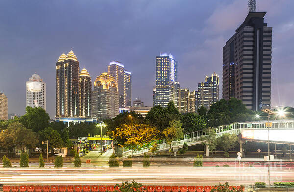 Indonesia Poster featuring the photograph Jakarta twilight #3 by Didier Marti