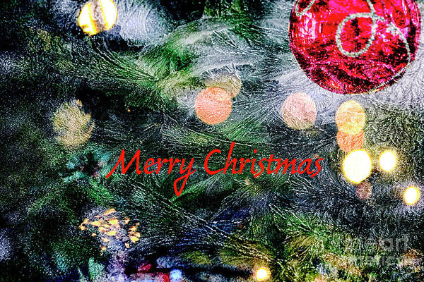 Abstract Poster featuring the photograph Merry Christmas background with red bauble by Patricia Hofmeester