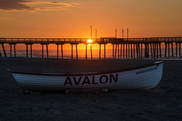 32nd Poster featuring the photograph 32nd Street Pier - Sunrise at Avalon New Jersey by Bill Cannon