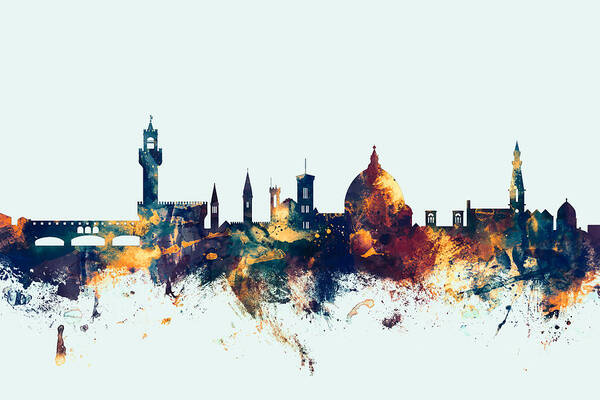 Italy Poster featuring the digital art Florence Italy Skyline #4 by Michael Tompsett