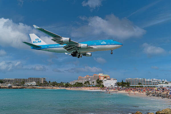 Klm Poster featuring the photograph K L M landing at St. Maarten #4 by David Gleeson