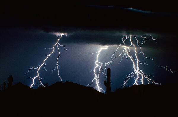 Landscape Poster featuring the photograph 4 Lightning Bolts Fine Art Photography Print by James BO Insogna