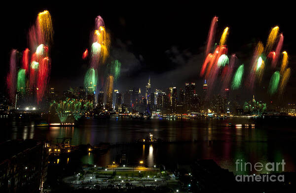 4th Of July Poster featuring the photograph New York City Fireworks #4 by Anthony Totah