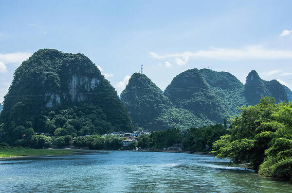 River Poster featuring the photograph Lijiang River and karst mountains scenery #46 by Carl Ning