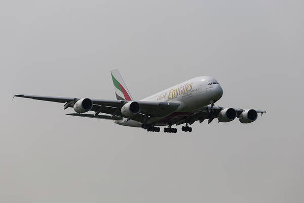  Poster featuring the photograph Emirates A380 Airbus #2 by David Pyatt