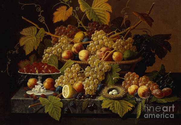Still Life With Fruit Poster featuring the painting Still Life with Fruit by Severin Roesen