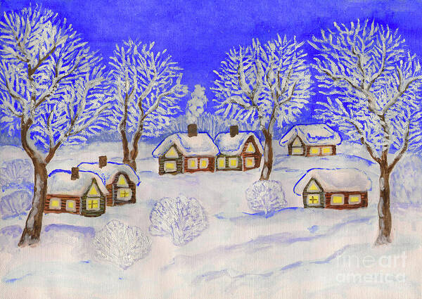 Art Poster featuring the painting Winter landscape, painting #5 by Irina Afonskaya