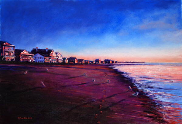 Seascape Poster featuring the pastel 6 a.m. Maine by Joyce Guariglia