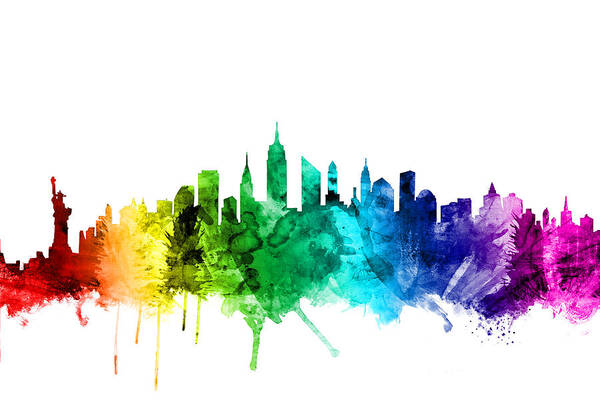 New York Poster featuring the digital art New York City Skyline #6 by Michael Tompsett