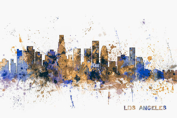 Los Angeles Poster featuring the digital art Los Angeles California Skyline #7 by Michael Tompsett