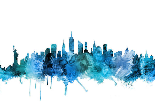 New York Poster featuring the digital art New York City Skyline #8 by Michael Tompsett