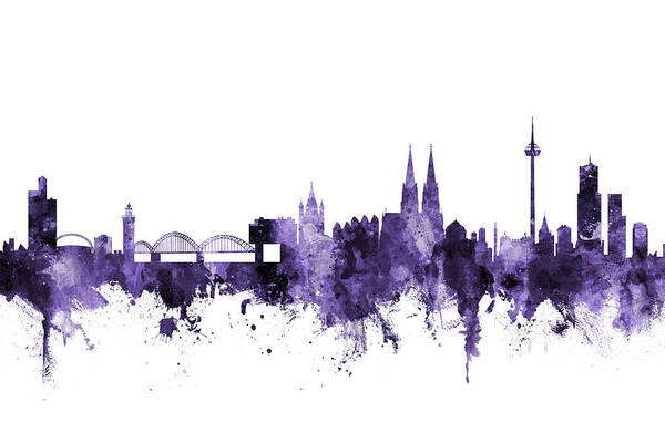 Cologne Poster featuring the digital art Cologne Germany Skyline #9 by Michael Tompsett
