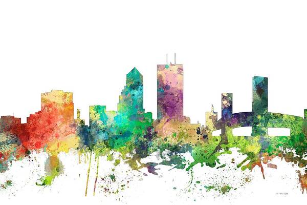 Jacksonville Florida Skyline Poster featuring the digital art Jacksonville Florida Skyline #9 by Marlene Watson