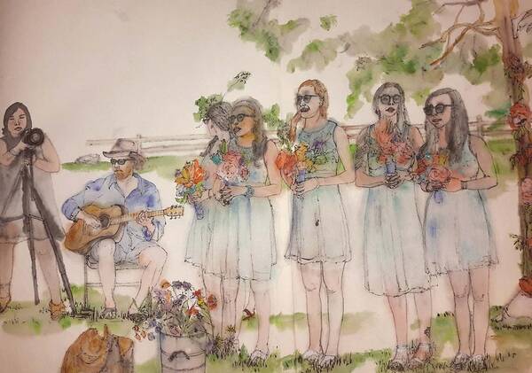 Wedding. Summer Poster featuring the painting The Wedding Album #9 by Debbi Saccomanno Chan