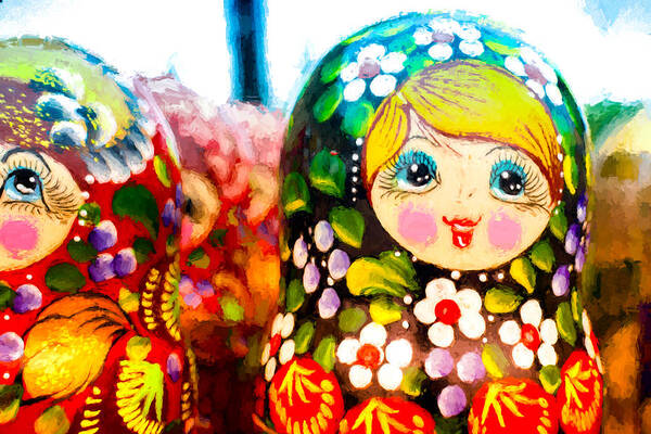 Puzzle Doll Poster featuring the photograph Vibrant Russian Matrushka Doll by John Williams