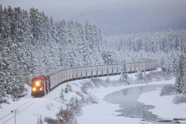 Canada Poster featuring the photograph A Canadian Pacific Train Travels Along by Chris Bolin