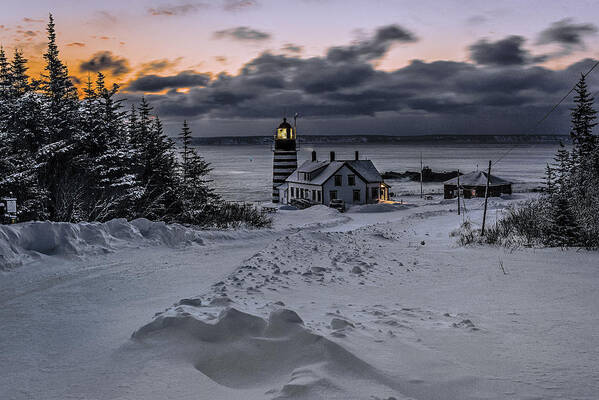 A Crisp Winter Morning At West Quoddy Head Lighthouse Poster featuring the photograph A Crisp Winter Morning At West Quoddy Head Lighthouse by Marty Saccone
