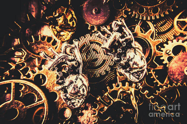 Steampunk Poster featuring the photograph A fiction in machine love by Jorgo Photography