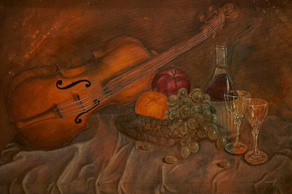Violin Poster featuring the painting A Night of Love by Giorgio Tuscani