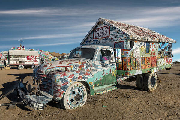 America Poster featuring the photograph A truck decorated by folk artist Leonard Knight by Gary Warnimont