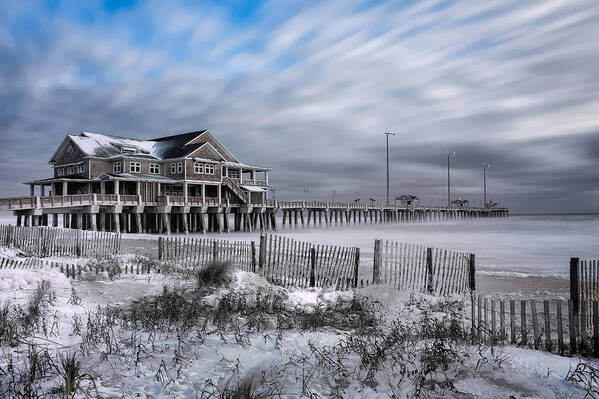 Jannette Pier Poster featuring the photograph A Winters Dusting by C Renee Martin