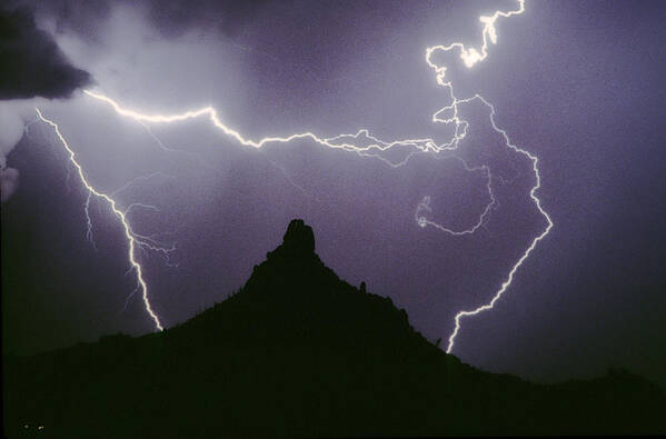 Lightning Poster featuring the photograph Above and Beyond Pinnacle Peak by James BO Insogna