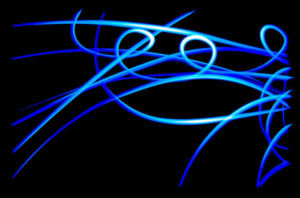 Light Painting Long Exposer Blue Black Lines Curves Bruce Pritchett Photography Poster featuring the photograph Abstract Energy Flow by Bruce Pritchett
