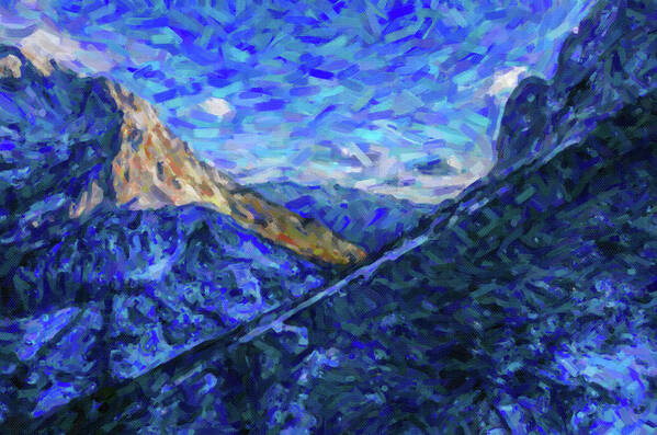 Adam Asar Poster featuring the painting Abstract Mountain Snow by Celestial Images